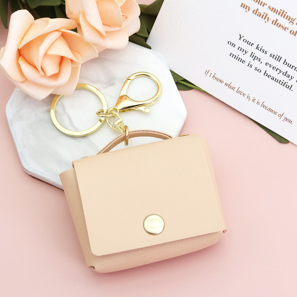 Wholesale Creative Leather Mini Square Bag Coin Purse Keychain